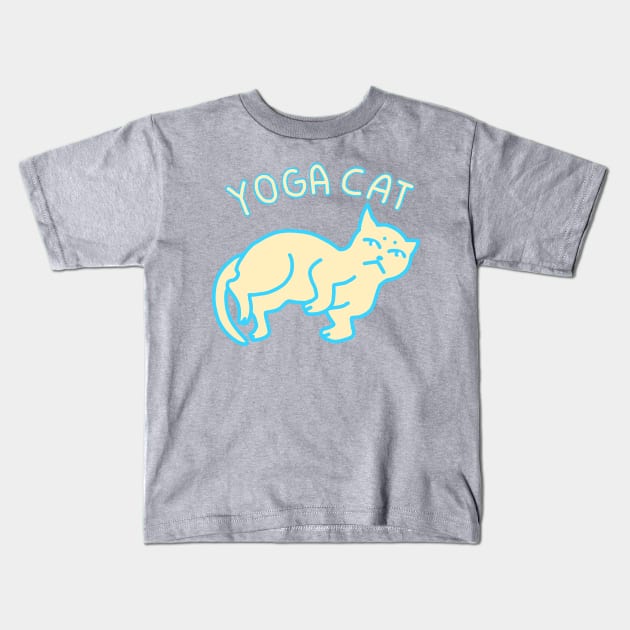 Yoga Cat 05 Kids T-Shirt by Peanutbutter Jackdaw